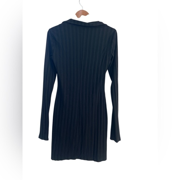 Reformation Vittoria Black Rib Long Sleeve Knit Dress Size Large - Picture 3 of 7